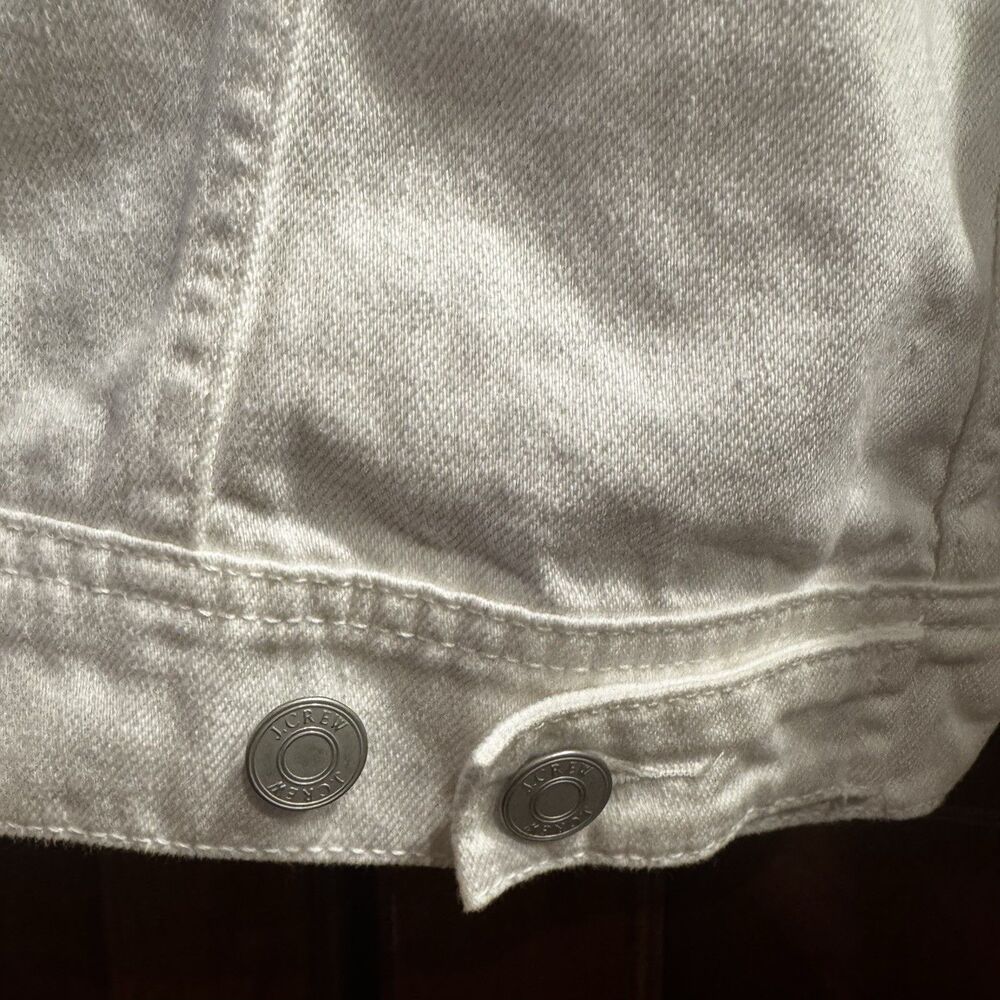 J Crew Women’s White Cropped Denim Classic Trucker Jacket Size M - Picture 11 of 16